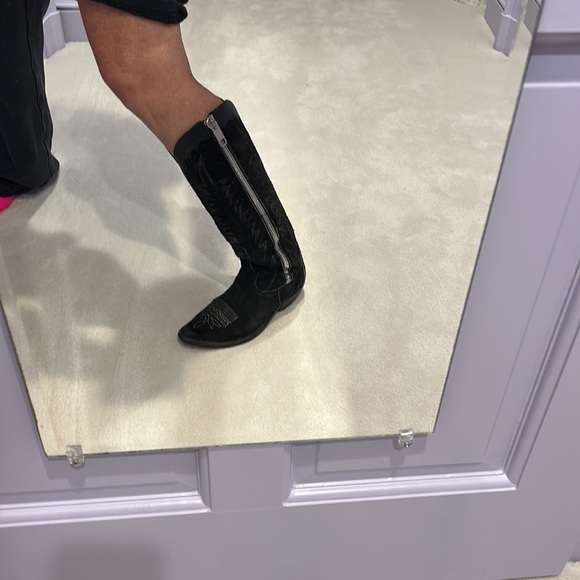 Golden Goose black suede boots w/silver thread worn only a few times. Silver zip - Picture 2 of 10